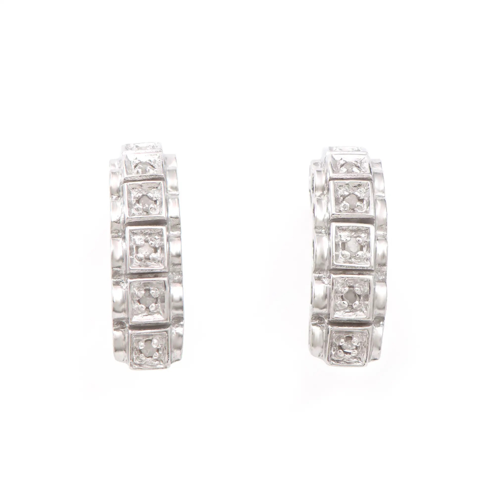 0.10 CTW Natural Diamonds Rhodium Plated Designer Earrings | Estimated Retail Value: $1,249 (AMG) at PristineAuction.com