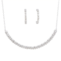 0.41 CTW Natural Diamonds Rhodium Plated Designer Earring & Necklace Set | Estimated Retail Value: $1,899 (AMG) at PristineAuction.com