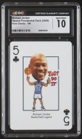 Michael Jordan 2008 Hero Decks Obama Presidential Deck Five of Clubs Playing Card (CGC 10) at PristineAuction.com
