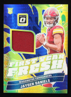 Jayden Daniels 2024 Donruss Optic First Year Fresh Jerseys Blue Hyper #17 RC at PristineAuction.com