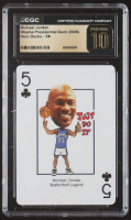 Michael Jordan 2008 Hero Decks Obama Presidential Deck Five of Clubs Playing Card (CGC 10 | Pristine Black Label) at PristineAuction.com