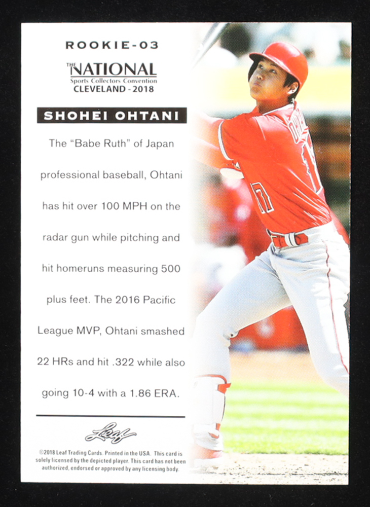 Shohei Ohtani 2018 Leaf National Convention #37 RC at PristineAuction.com Shohei Ohtani 2018 Leaf National Convention #37 RC at PristineAuction.com