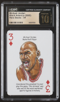 Michael Jordan 2005 Hero Decks Black America Three of Diamonds Playing Card (CGC 10 | Pristine Black Label) at PristineAuction.com