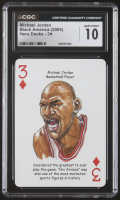 Michael Jordan 2005 Hero Decks Black America Three of Diamonds Playing Card (CGC 10) at PristineAuction.com