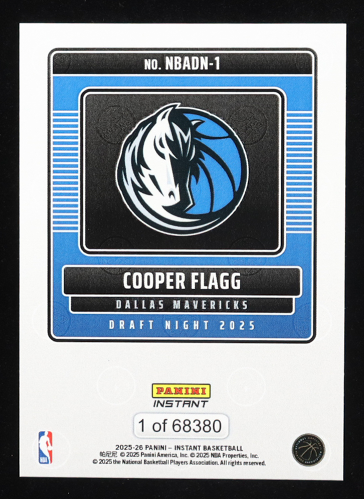 Cooper Flagg 2025-26 Panini Instant Draft Night #NBADN1 RC at PristineAuction.com Cooper Flagg 2025-26 Panini Instant Draft Night #NBADN1 RC at PristineAuction.com