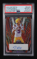 Jayden Daniels 2024 Leaf Metal Autograph Orange Mojo #BAJD3 #2/3 RC (PSA 8 | Auto 10) at PristineAuction.com