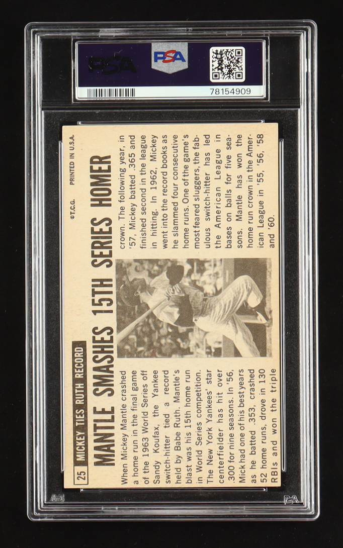 Mickey Mantle 1964 Topps Giants #25 (PSA 4) at PristineAuction.com Mickey Mantle 1964 Topps Giants #25 (PSA 4) at PristineAuction.com