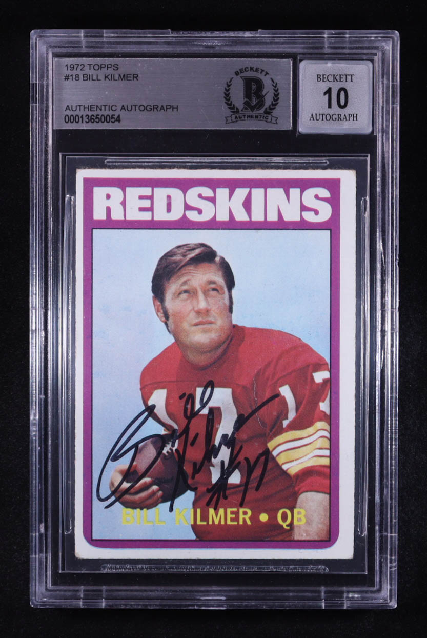 Billy Kilmer 1972 Topps #18 (Beckett Authentic Auto) at PristineAuction.com Billy Kilmer 1972 Topps #18 (Beckett Authentic Auto) at PristineAuction.com