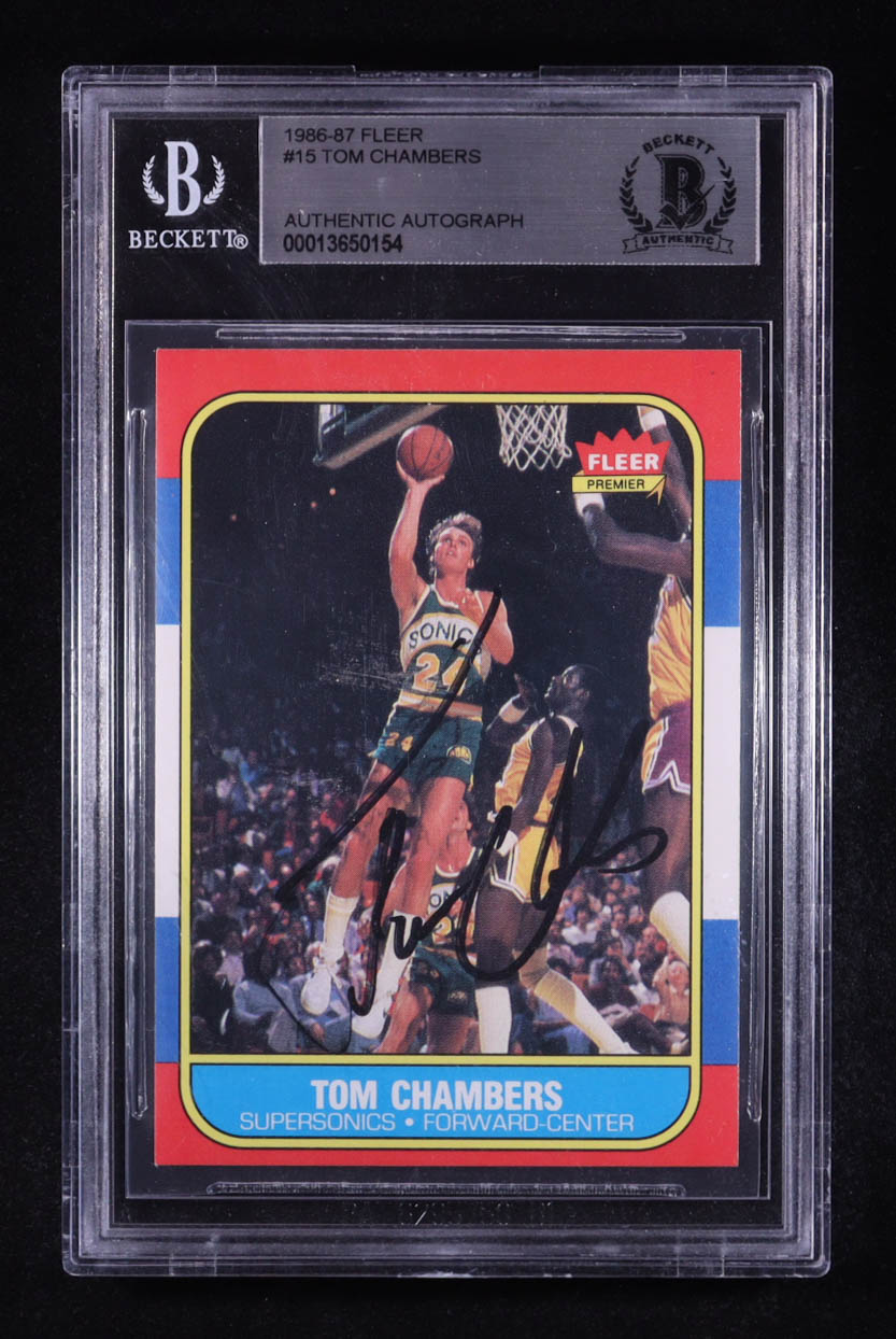 Tom Chambers 1986-87 Fleer #15 RC (Beckett Authentic Auto) at PristineAuction.com Tom Chambers 1986-87 Fleer #15 RC (Beckett Authentic Auto) at PristineAuction.com