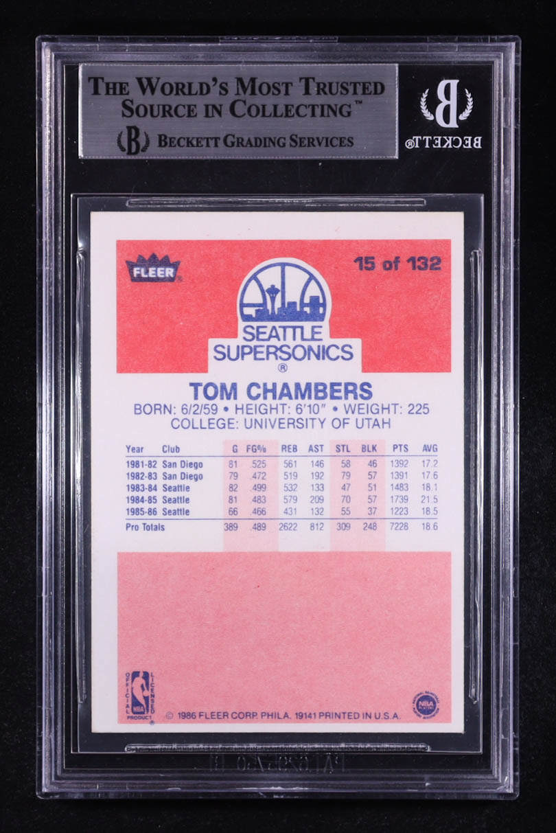 Tom Chambers 1986-87 Fleer #15 RC (Beckett Authentic Auto) at PristineAuction.com Tom Chambers 1986-87 Fleer #15 RC (Beckett Authentic Auto) at PristineAuction.com