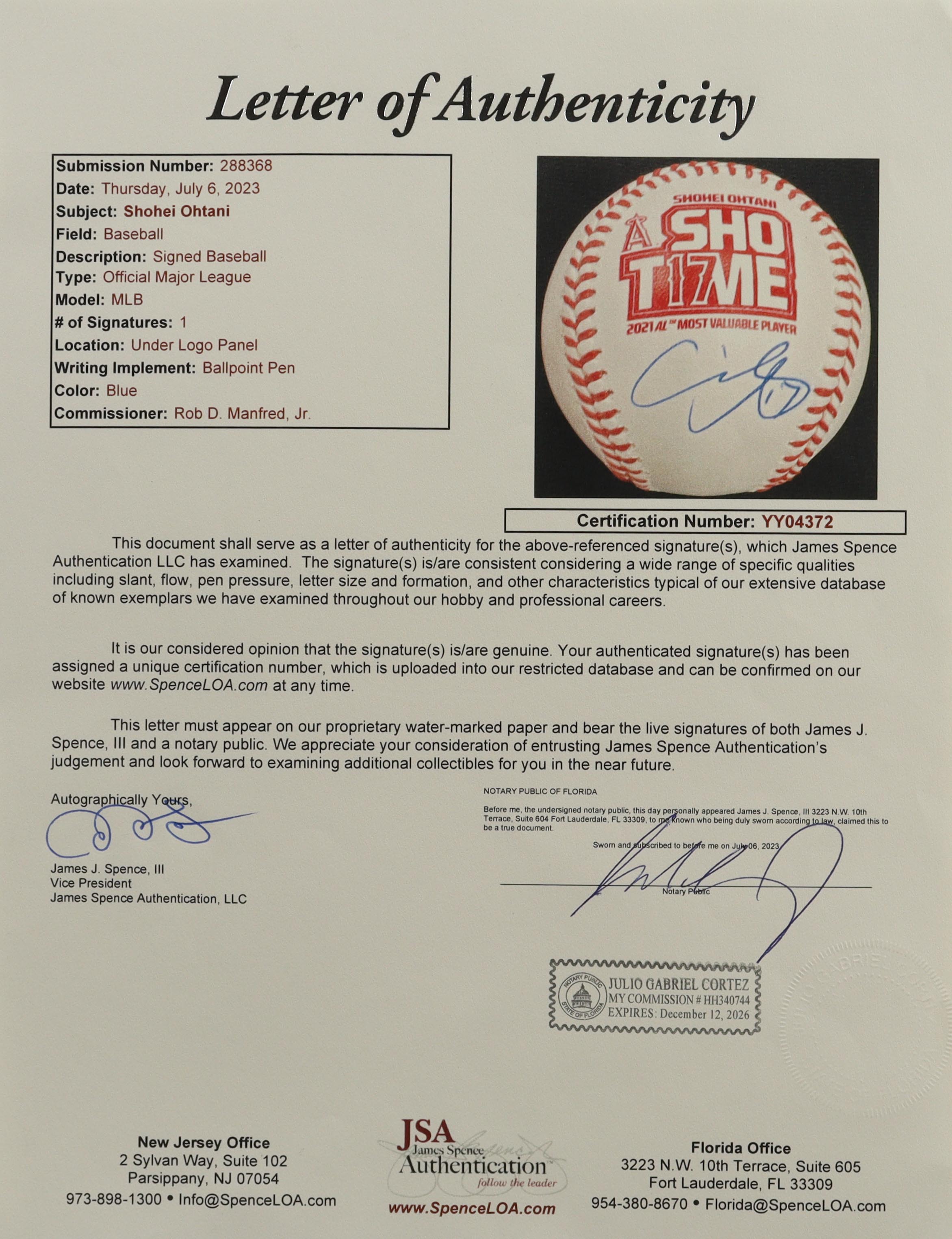 Shohei Ohtani Signed 2021 AL MVP OML Logo Baseball (JSA) at PristineAuction.com Shohei Ohtani Signed 2021 AL MVP OML Logo Baseball (JSA) at PristineAuction.com