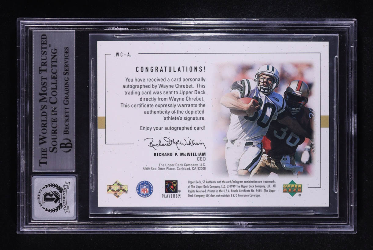 Wayne Chrebet 1999 SP Authentic Player's Ink Green #WCA (Beckett 10 Auto) at PristineAuction.com Wayne Chrebet 1999 SP Authentic Player's Ink Green #WCA (Beckett 10 Auto) at PristineAuction.com