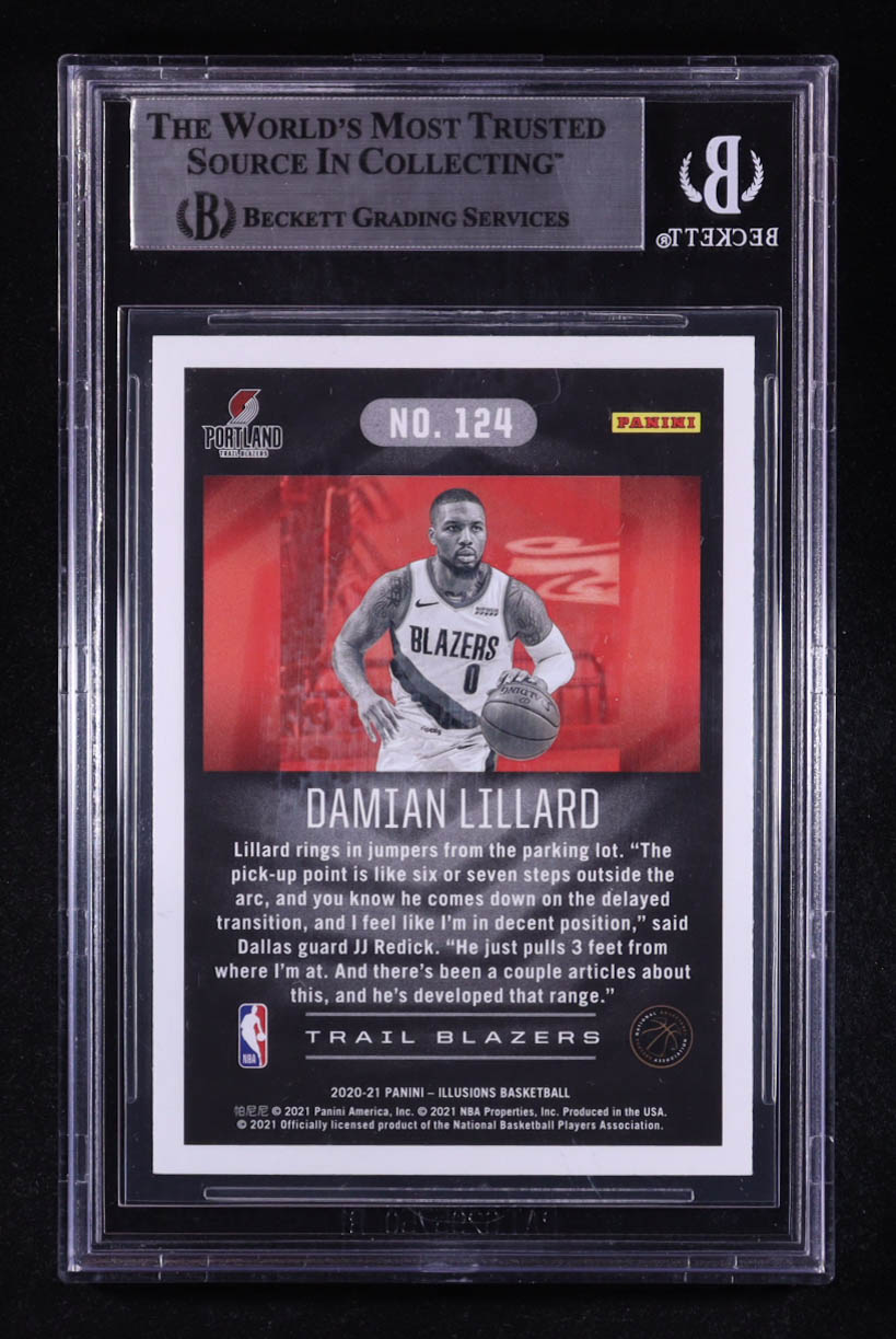 Damian Lillard Signed 2020-21 Panini Illusions #124 (Beckett) at PristineAuction.com Damian Lillard Signed 2020-21 Panini Illusions #124 (Beckett) at PristineAuction.com