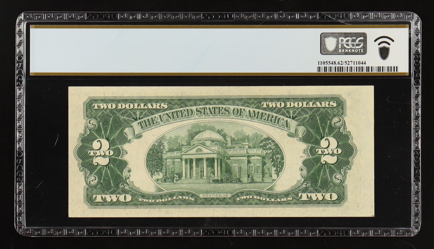 1953-B U.S. $2 Legal Tender Note, Red Seal - Fr. 1511 (AA Block) Signed: Smith / Dillon (PCGS Uncirculated 62 PPQ) at PristineAuction.com 1953-B U.S. $2 Legal Tender Note, Red Seal - Fr. 1511 (AA Block) Signed: Smith / Dillon (PCGS Uncirculated 62 PPQ) at PristineAuction.com