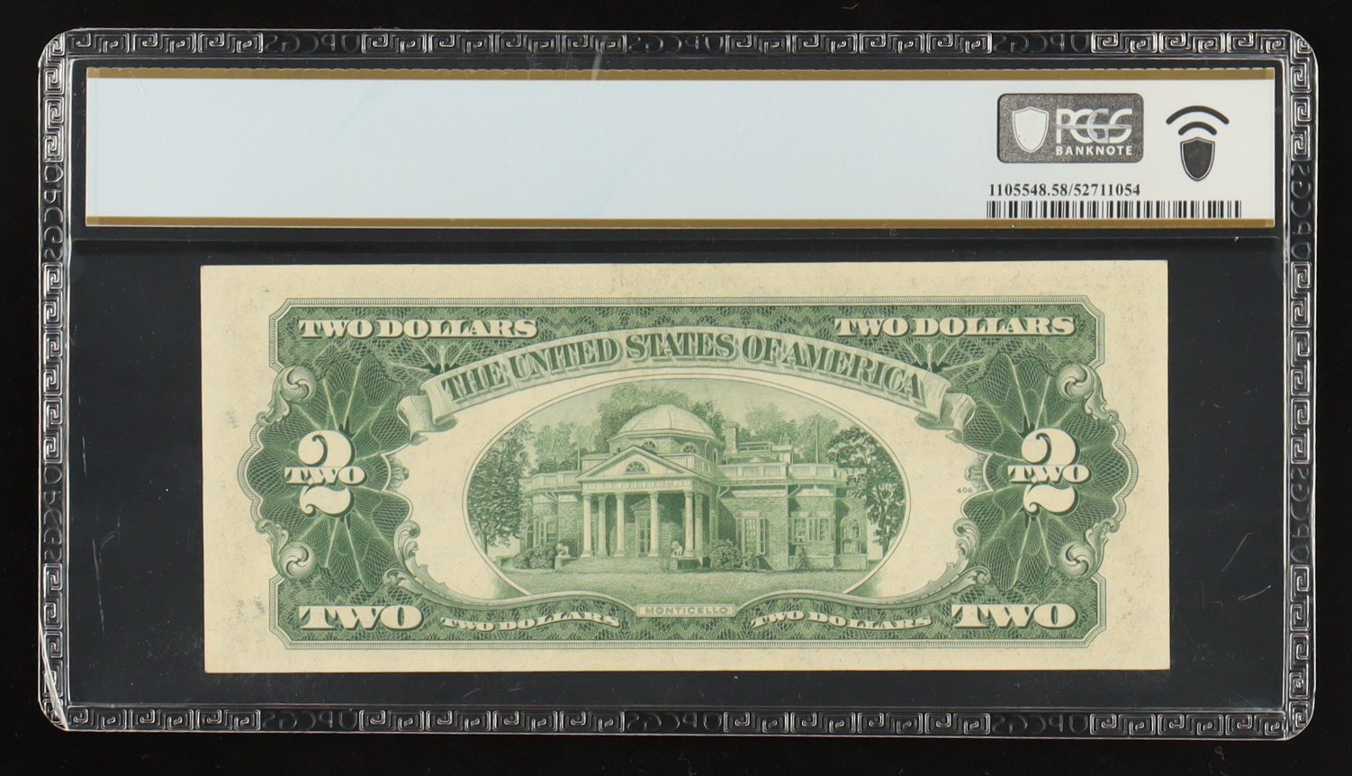 1953-B U.S. $2 Legal Tender Note, Red Seal - Fr. 1511 (AA Block) Signed: Smith / Dillon (PCGS Choice AU 58 PPQ) at PristineAuction.com 1953-B U.S. $2 Legal Tender Note, Red Seal - Fr. 1511 (AA Block) Signed: Smith / Dillon (PCGS Choice AU 58 PPQ) at PristineAuction.com