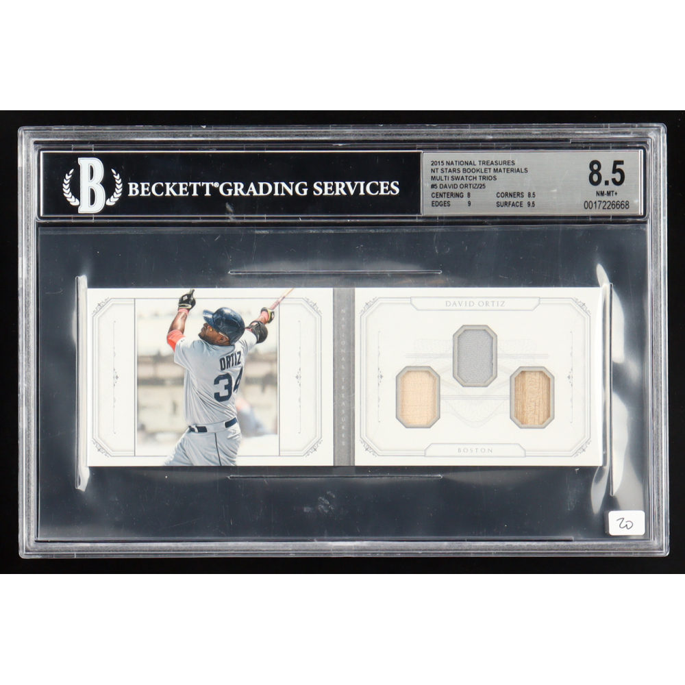 David Ortiz 2015 Panini National Treasures NT Stars Booklet Materials Swatch #5 #24/25C (BGS 8.5) at PristineAuction.com David Ortiz 2015 Panini National Treasures NT Stars Booklet Materials Swatch #5 #24/25C (BGS 8.5) at PristineAuction.com