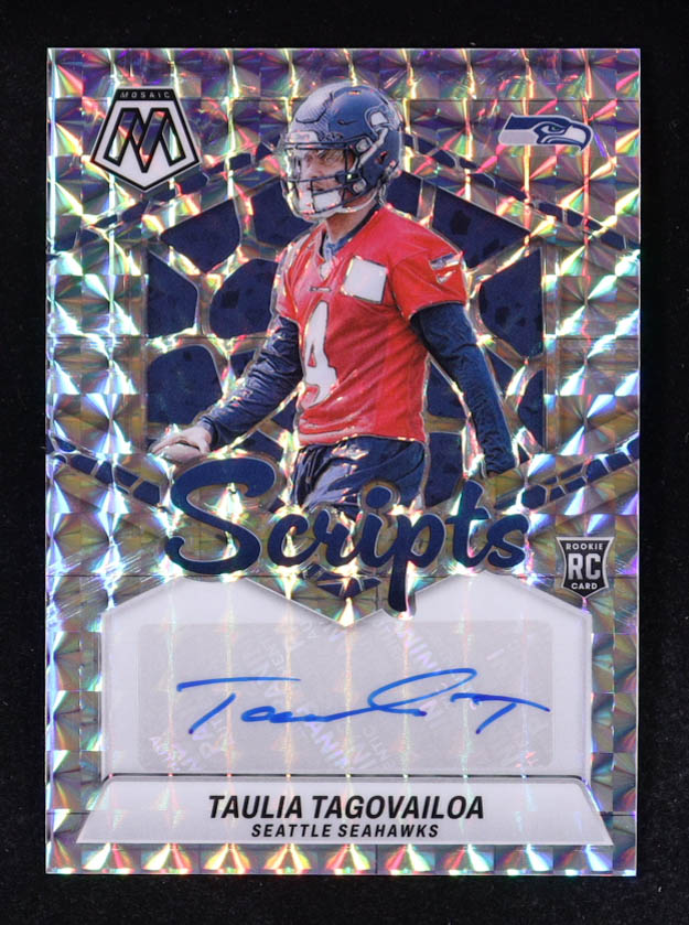Taulia Tagovailoa 2024 Panini Mosaic Rookie Scripts #29 RC at PristineAuction.com Taulia Tagovailoa 2024 Panini Mosaic Rookie Scripts #29 RC at PristineAuction.com