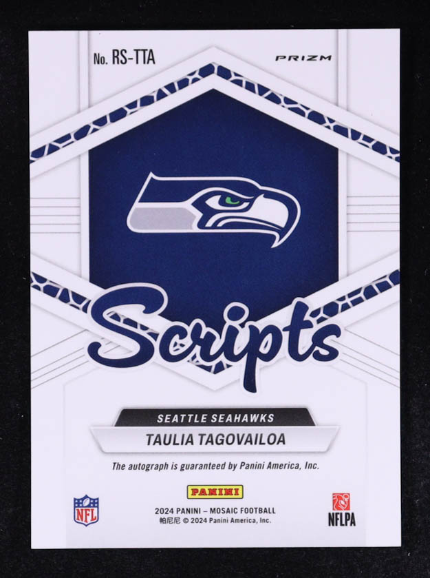 Taulia Tagovailoa 2024 Panini Mosaic Rookie Scripts #29 RC at PristineAuction.com Taulia Tagovailoa 2024 Panini Mosaic Rookie Scripts #29 RC at PristineAuction.com