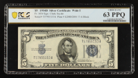 1934-D U.S. $5 Silver Certificate "Wide I" - Fr. 1654 (TA Block) Signed: Clark / Snyder (PCGS Choice Unc 63 PPQ) at PristineAuction.com
