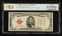1928-E U.S. $5 Legal Tender Note, Red Seal - Fr. 1530 (GA Block) Signed: Julian / Snyder (PCGS About Unc 53 PPQ) at PristineAuction.com