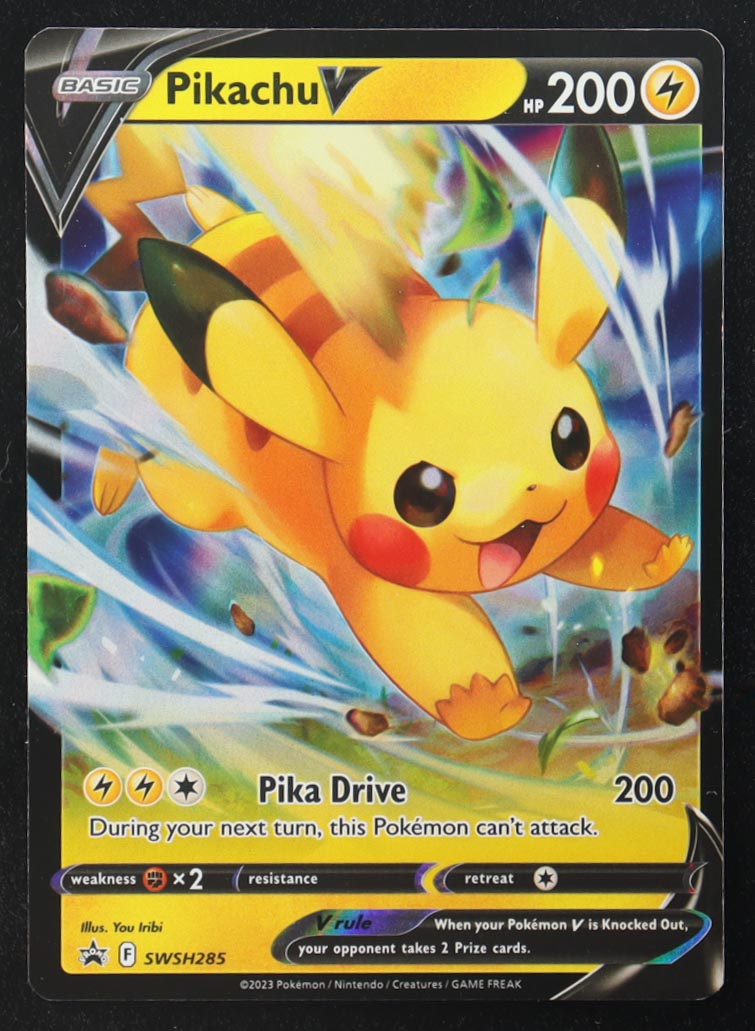 Pikachu V 2023 Pokemon Sword and Shield Black Star Promos Crown Zenith Special Collection #SWSH285 at PristineAuction.com Pikachu V 2023 Pokemon Sword and Shield Black Star Promos Crown Zenith Special Collection #SWSH285 at PristineAuction.com