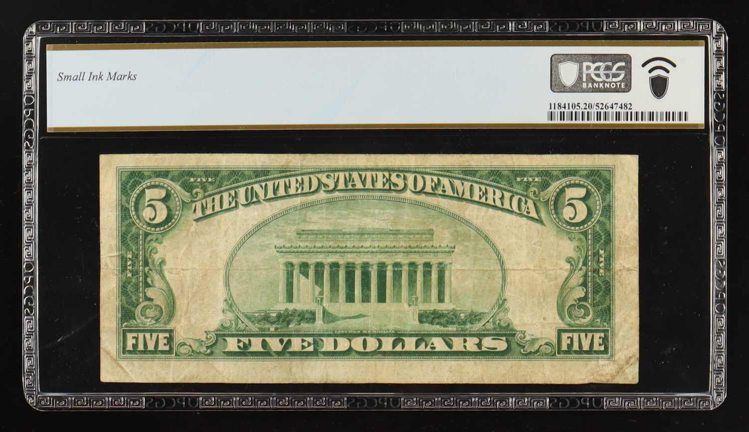 1929 U.S. $5 National Currency Note - The Public National Bank & Trust Company of New York - Fr. 1800-1 Signed: Jones / Woods (PCGS Very Fine 20) at PristineAuction.com 1929 U.S. $5 National Currency Note - The Public National Bank & Trust Company of New York - Fr. 1800-1 Signed: Jones / Woods (PCGS Very Fine 20) at PristineAuction.com