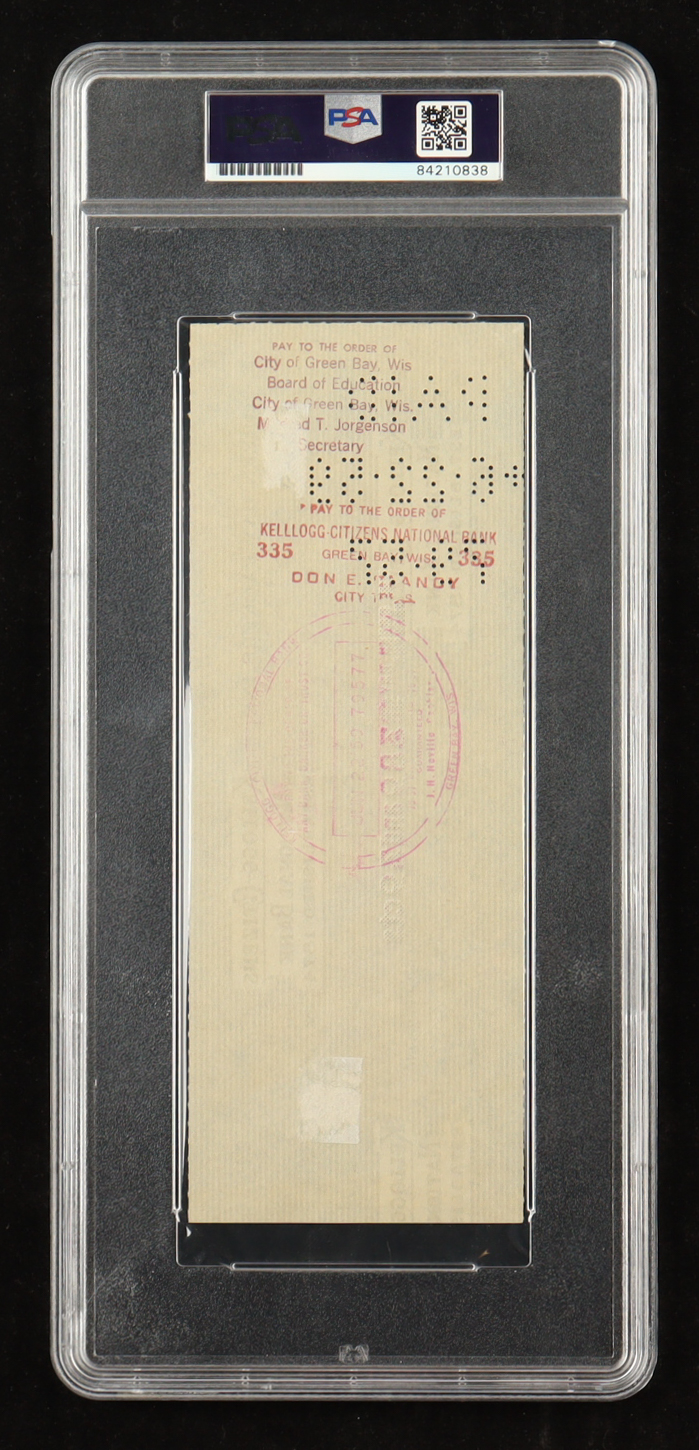 Vince Lombardi & Dominic Olejniczak Signed 1959 Bank Check (PSA) at PristineAuction.com Vince Lombardi & Dominic Olejniczak Signed 1959 Bank Check (PSA) at PristineAuction.com