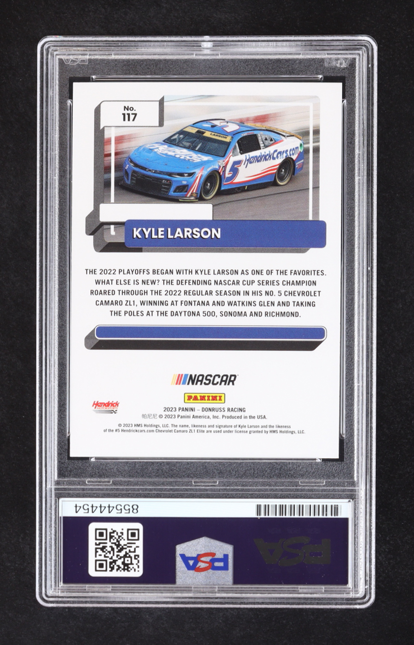 Kyle Larson Signed 2023 Donruss CAR #117 (PSA) at PristineAuction.com Kyle Larson Signed 2023 Donruss CAR #117 (PSA) at PristineAuction.com