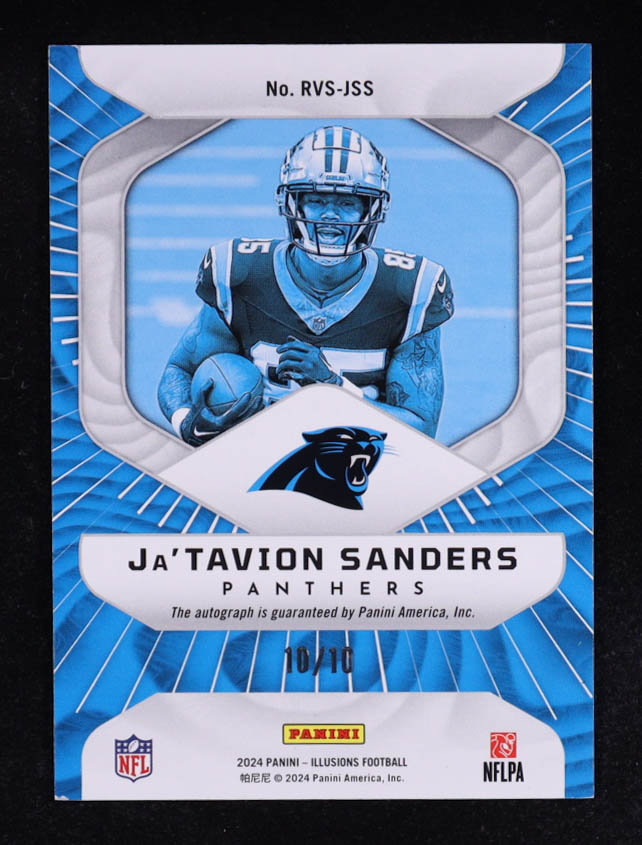 Ja'Tavion Sanders 2024 Panini Illusions Rookie Vision Signatures Green #RVS-JSS #10/10 at PristineAuction.com Ja'Tavion Sanders 2024 Panini Illusions Rookie Vision Signatures Green #RVS-JSS #10/10 at PristineAuction.com
