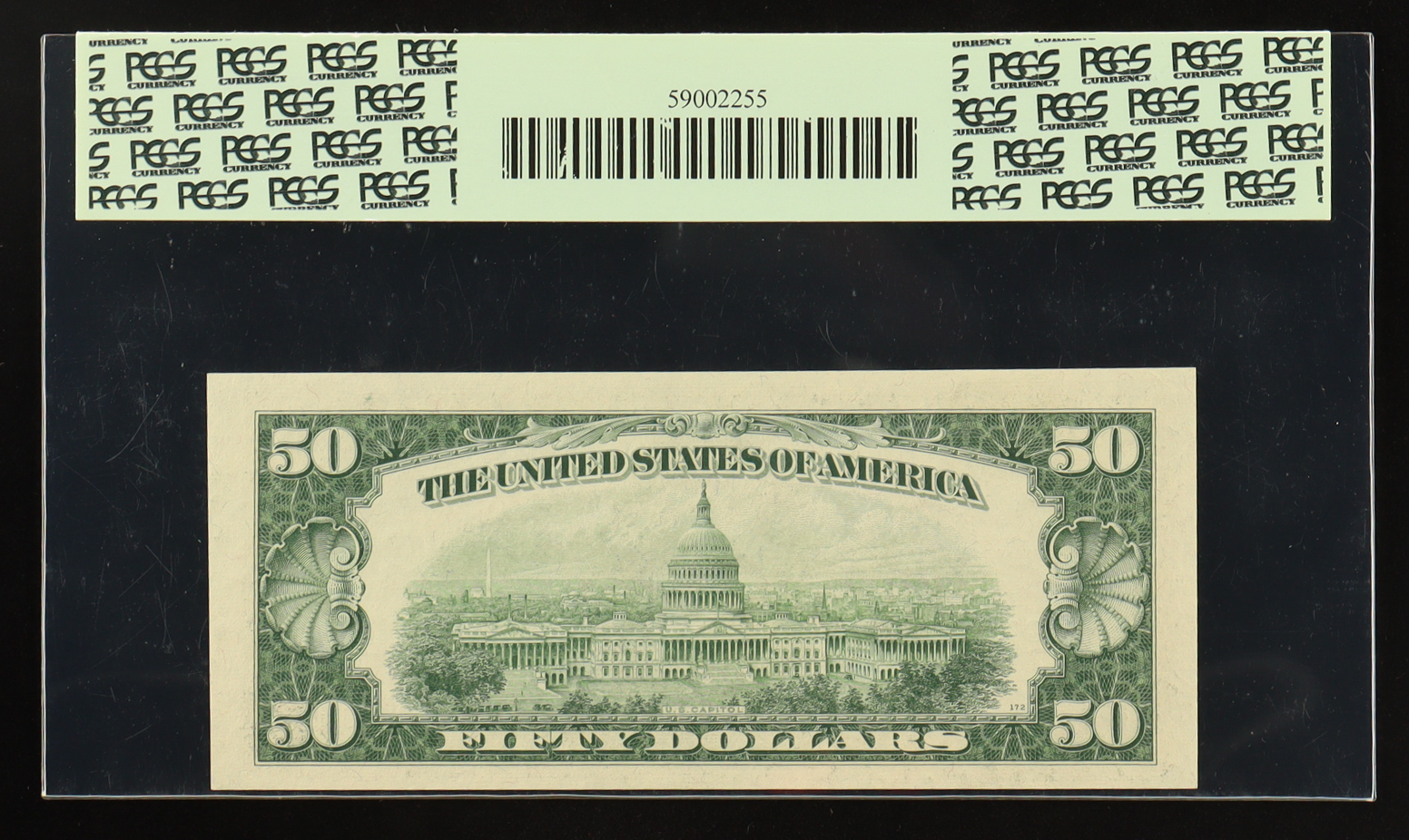 1950-D U.S. $50 Federal Reserve Note, Chicago - Fr. 2111-H Signed: Granahan / Dillon (PCGS Very Choice New 64 PPQ) at PristineAuction.com 1950-D U.S. $50 Federal Reserve Note, Chicago - Fr. 2111-H Signed: Granahan / Dillon (PCGS Very Choice New 64 PPQ) at PristineAuction.com