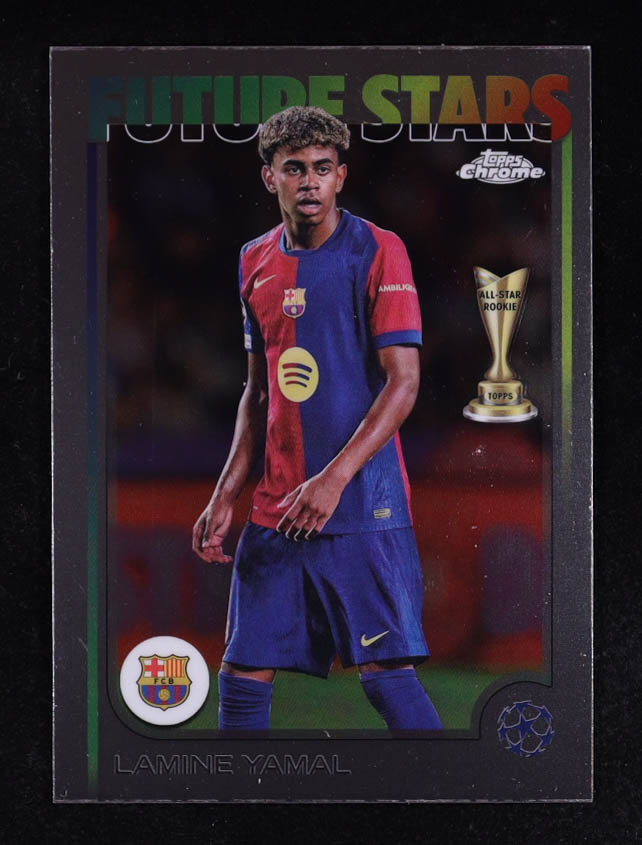 Lamine Yamal 2024-25 Topps Chrome UEFA Future Stars #27 RC at PristineAuction.com Lamine Yamal 2024-25 Topps Chrome UEFA Future Stars #27 RC at PristineAuction.com