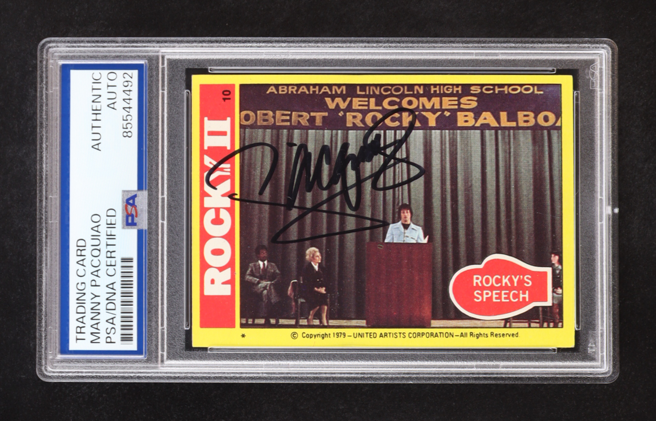 Manny Pacquiao Signed Rocky's Speech 1979 Topps Rocky II #10 (PSA) at PristineAuction.com Manny Pacquiao Signed Rocky's Speech 1979 Topps Rocky II #10 (PSA) at PristineAuction.com