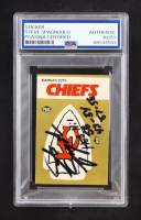 Steve Spagnuolo Signed 1983 Chiefs Schedule Sticker Inscribed "42-54" & "57-58" (PSA) at PristineAuction.com