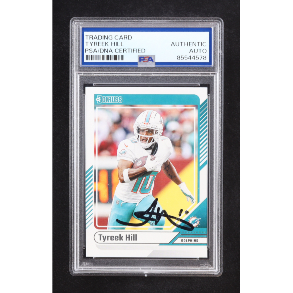 Tyreek Hill Signed 2024 Donruss #275 (PSA) at PristineAuction.com