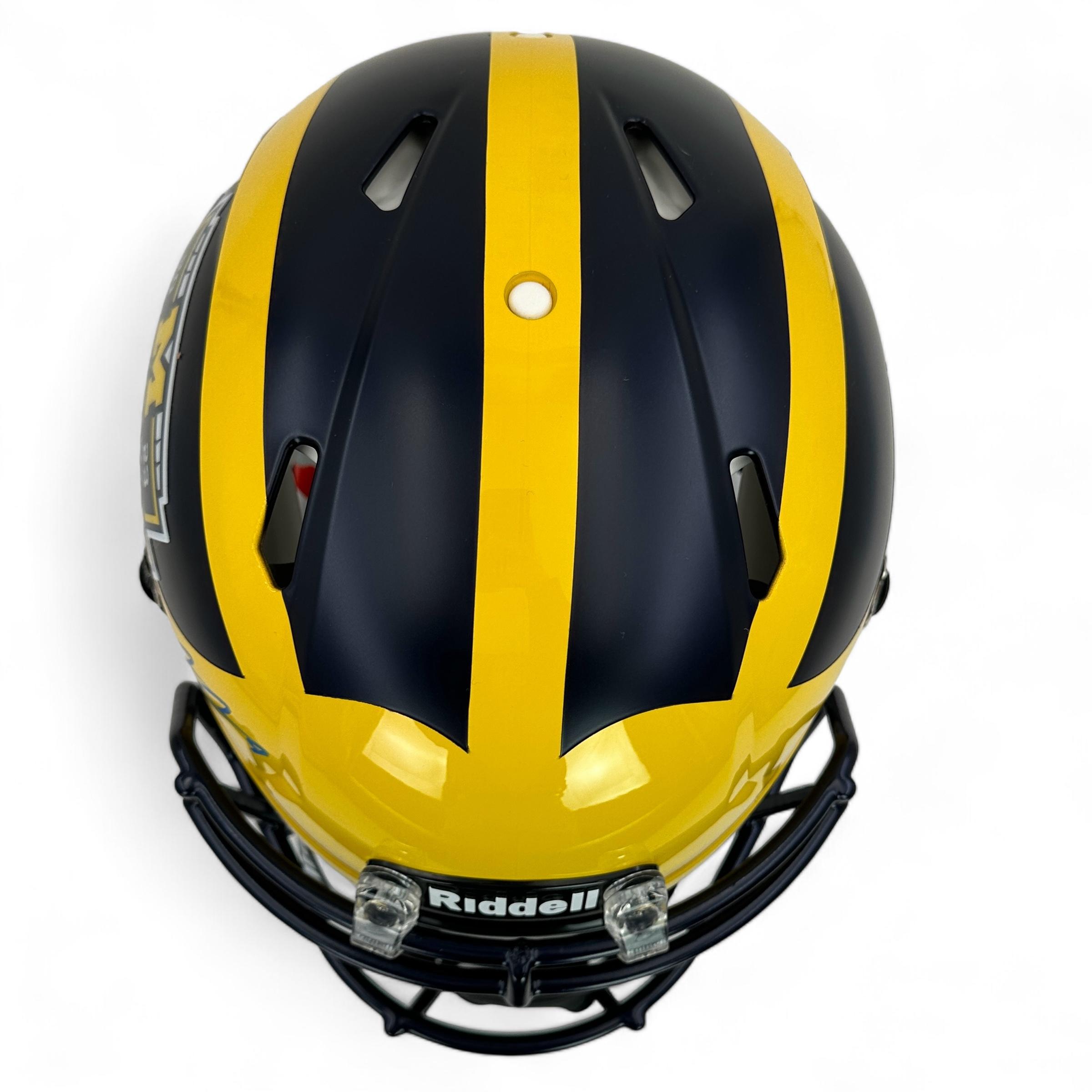 JJ McCarthy Signed Michigan Wolverines National Champions Logo Full-Size Authentic On-Field Speed Helmet (Beckett) at PristineAuction.com JJ McCarthy Signed Michigan Wolverines National Champions Logo Full-Size Authentic On-Field Speed Helmet (Beckett) at PristineAuction.com