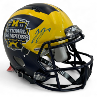 JJ McCarthy Signed Michigan Wolverines National Champions Logo Full-Size Authentic On-Field Speed Helmet (Beckett) at PristineAuction.com