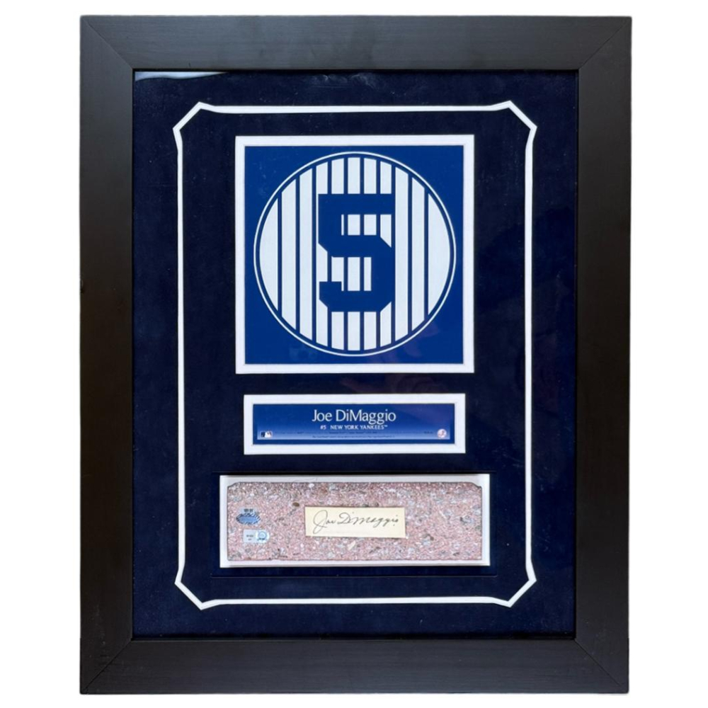 Joe DiMaggio Signed Chit Custom Framed Display with Yankee Stadium ...