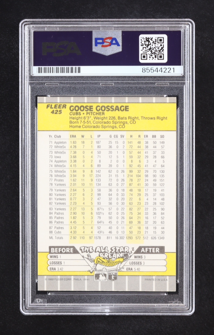 Rich Gossage Signed 1989 Fleer #425 (PSA) at PristineAuction.com Rich Gossage Signed 1989 Fleer #425 (PSA) at PristineAuction.com