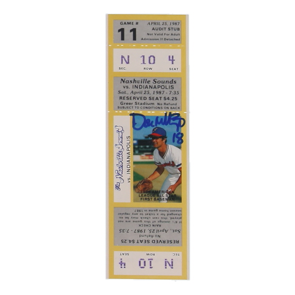 Don Mattingly Signed Nashville Sounds 1987 Game Ticket (Schulte) at PristineAuction.com Don Mattingly Signed Nashville Sounds 1987 Game Ticket (Schulte) at PristineAuction.com