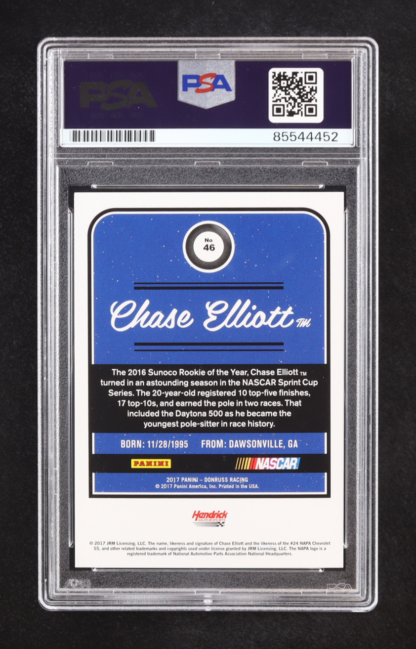 Chase Elliott Signed 2017 Donruss #46 (PSA) at PristineAuction.com Chase Elliott Signed 2017 Donruss #46 (PSA) at PristineAuction.com