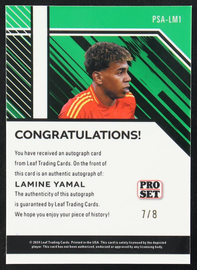 Lamine Yamal 2024 Leaf Collective Pro Set Autographs Shimmer Orange #PSA-LM1 RC at PristineAuction.com Lamine Yamal 2024 Leaf Collective Pro Set Autographs Shimmer Orange #PSA-LM1 RC at PristineAuction.com