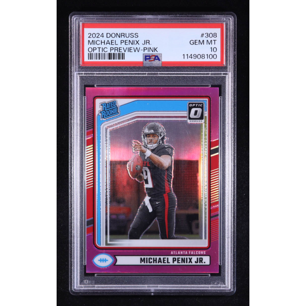 Michael Penix Jr. 2024 Donruss Optic Rated Rookies Preview Pink #308 RC (PSA 10) at PristineAuction.com