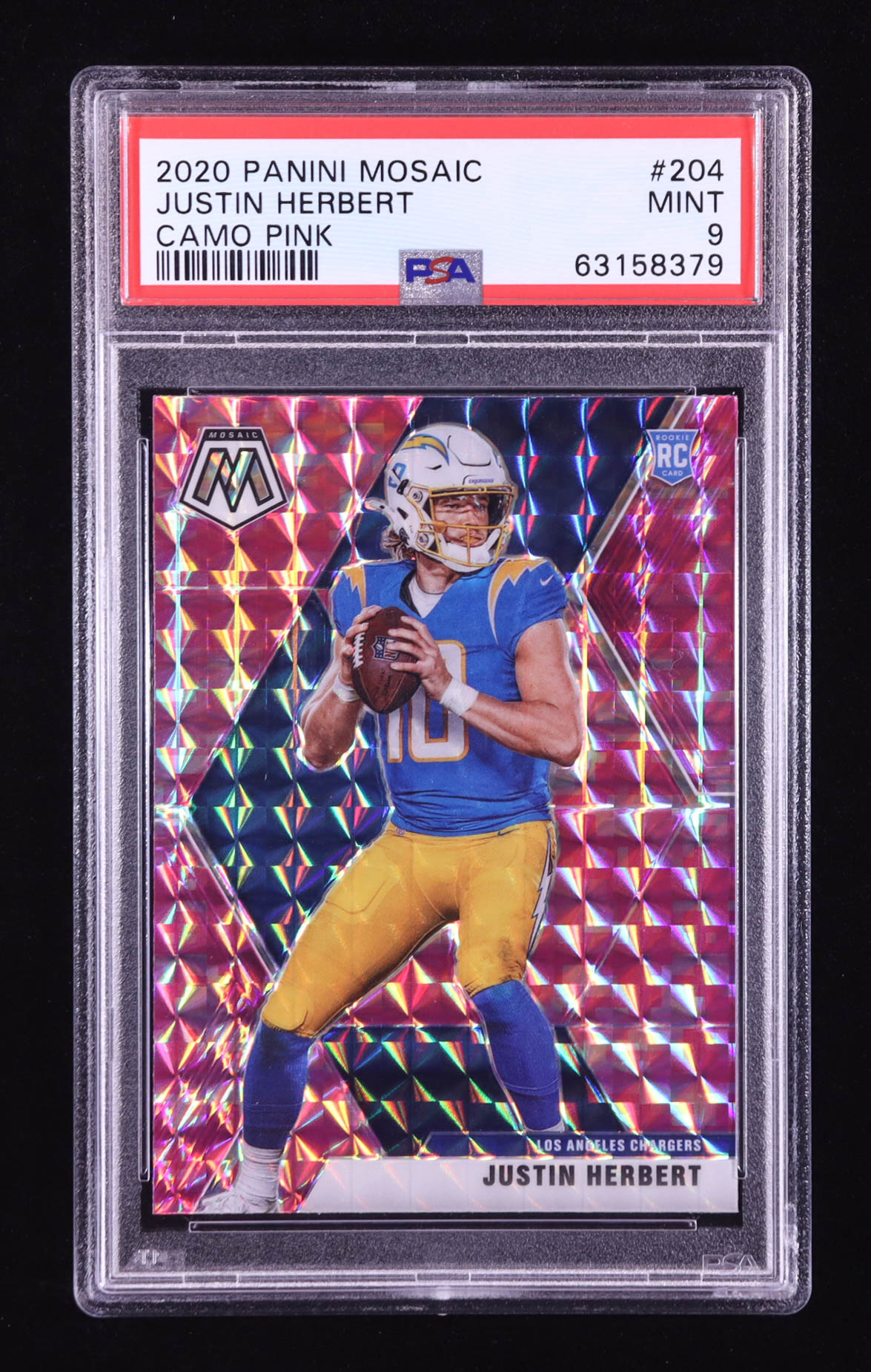 Justin Herbert 2020 Panini Mosaic Mosaic Camo Pink #204 RC (PSA 9) at PristineAuction.com Justin Herbert 2020 Panini Mosaic Mosaic Camo Pink #204 RC (PSA 9) at PristineAuction.com