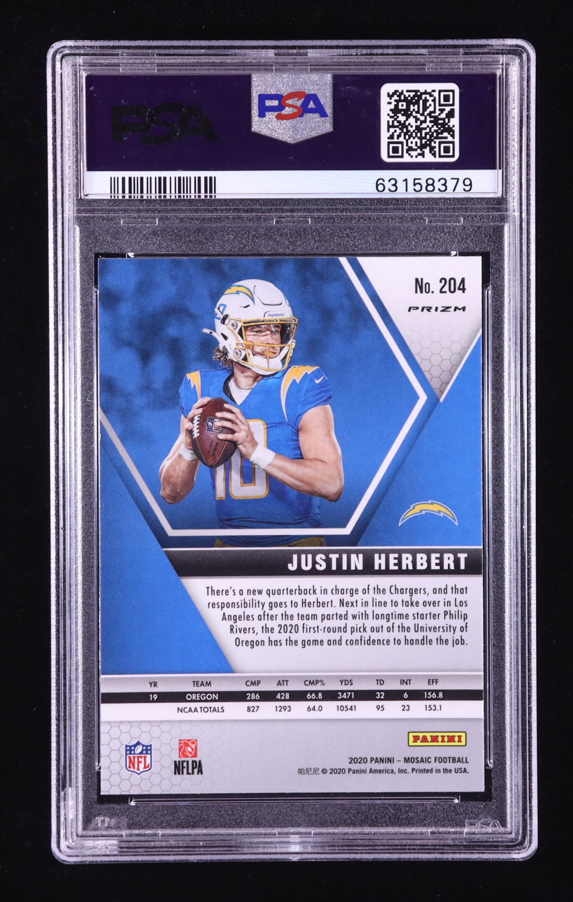 Justin Herbert 2020 Panini Mosaic Mosaic Camo Pink #204 RC (PSA 9) at PristineAuction.com Justin Herbert 2020 Panini Mosaic Mosaic Camo Pink #204 RC (PSA 9) at PristineAuction.com