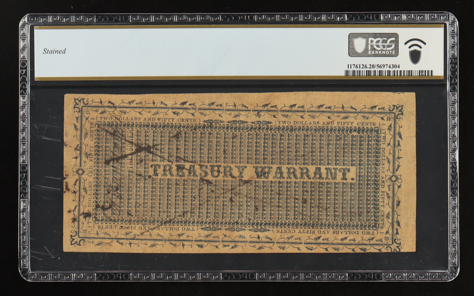 1860-64 Texas $2.50 Treasury Warrant, Military Service Cr-TX-7 (PCGS Very Fine 20) at PristineAuction.com 1860-64 Texas $2.50 Treasury Warrant, Military Service Cr-TX-7 (PCGS Very Fine 20) at PristineAuction.com