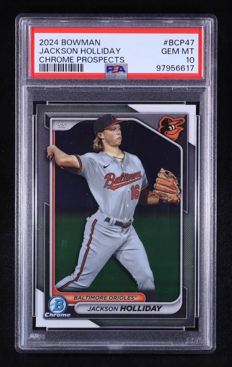 Jackson Holliday 2024 Bowman Chrome Prospects #BCP47 RC (PSA 10) at PristineAuction.com Jackson Holliday 2024 Bowman Chrome Prospects #BCP47 RC (PSA 10) at PristineAuction.com