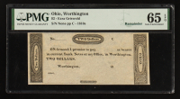 1810s $2 Currency Note, Worthington, Ohio - Ezra Griswold (PMG Gem Uncirculated 65 EPQ) at PristineAuction.com