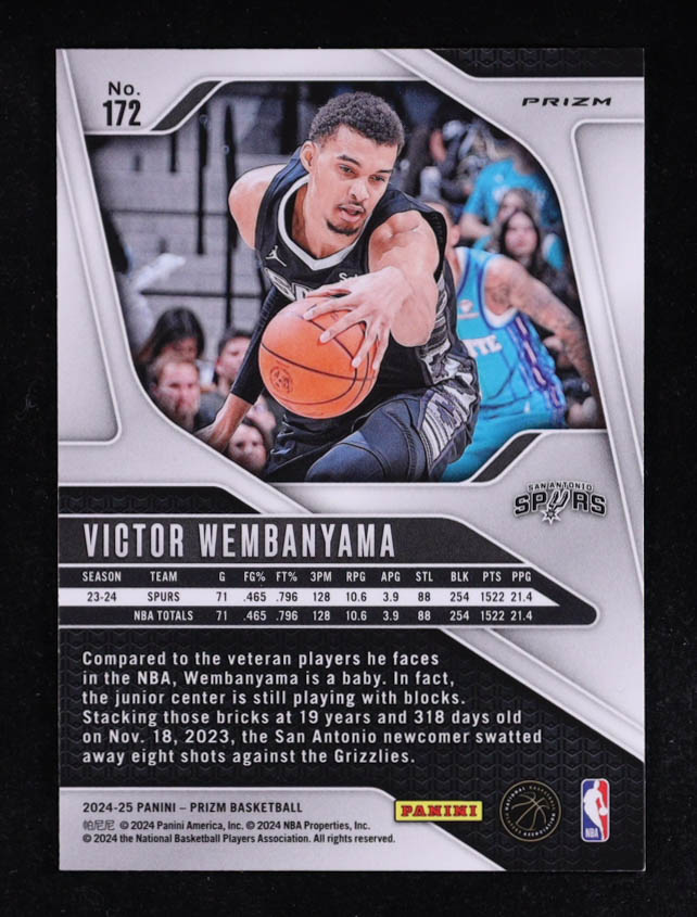 Victor Wembanyama 2024-25 Panini Prizm Prizms Ice #172 at PristineAuction.com Victor Wembanyama 2024-25 Panini Prizm Prizms Ice #172 at PristineAuction.com