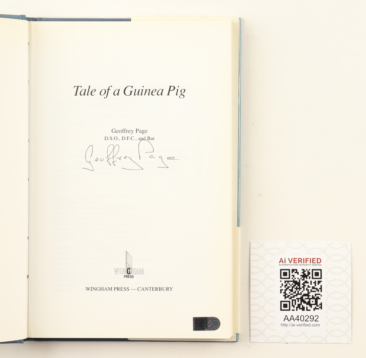 Geoffrey Page Signed "Tale of A Guinea Pig" Hardcover Book (AIV) at PristineAuction.com Geoffrey Page Signed "Tale of A Guinea Pig" Hardcover Book (AIV) at PristineAuction.com