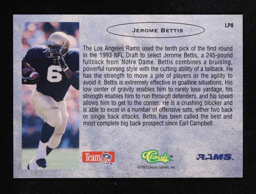 Jerome Bettis 1993 Classic LPs #LP8 RC at PristineAuction.com Jerome Bettis 1993 Classic LPs #LP8 RC at PristineAuction.com